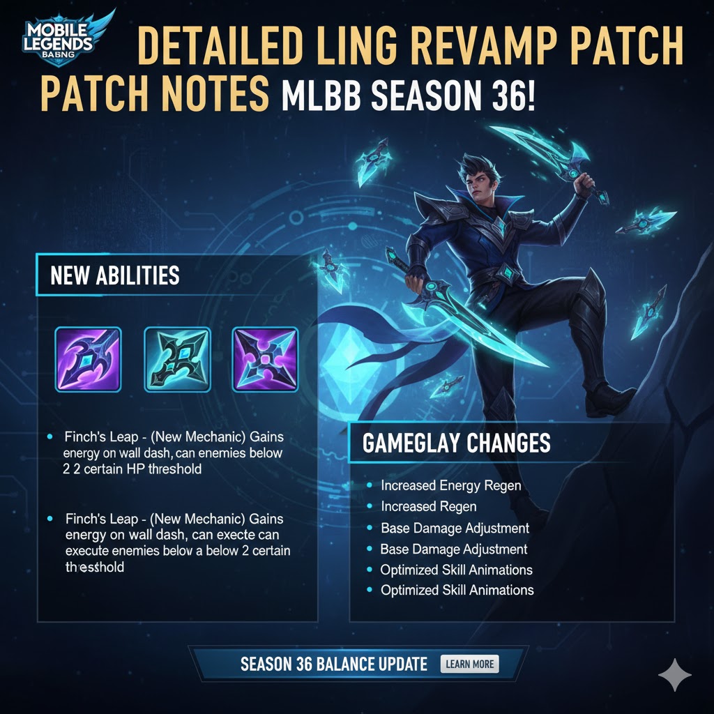 Detailed Ling Revamp Patch Notes MLBB Season 36!