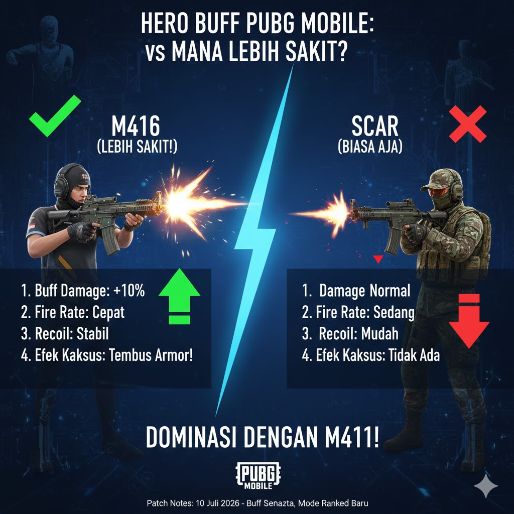 Hero Buff PUBG Mobile: M416 vs SCAR Mana Lebih Sakit?