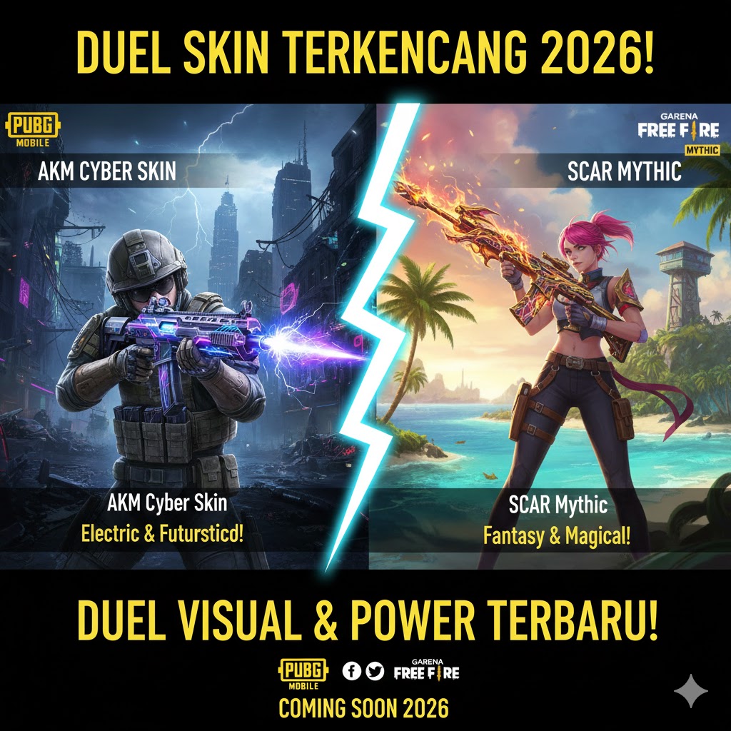 PUBG Mobile AKM Cyber Skin vs Free Fire SCAR Mythic