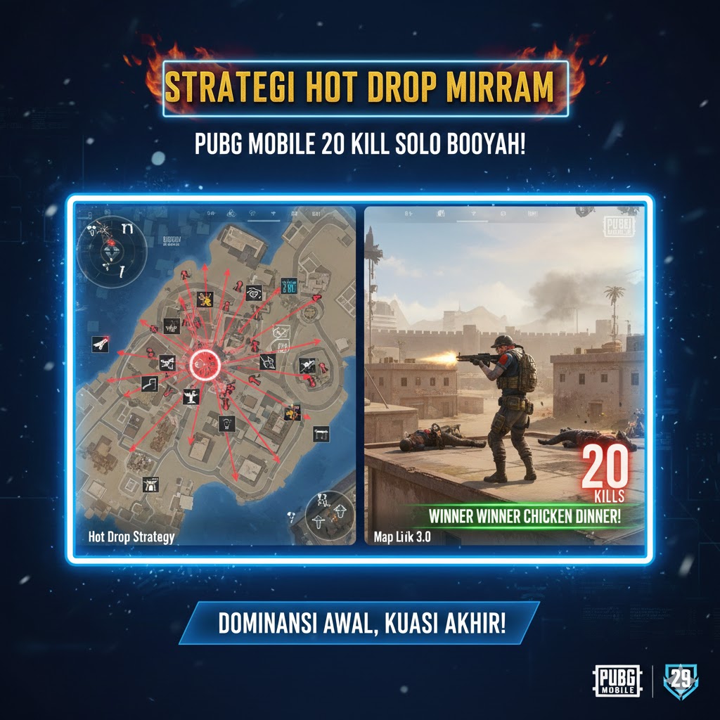 Strategi Hot Drop Miramar PUBG Mobile: 20 Kill Solo Booyah!